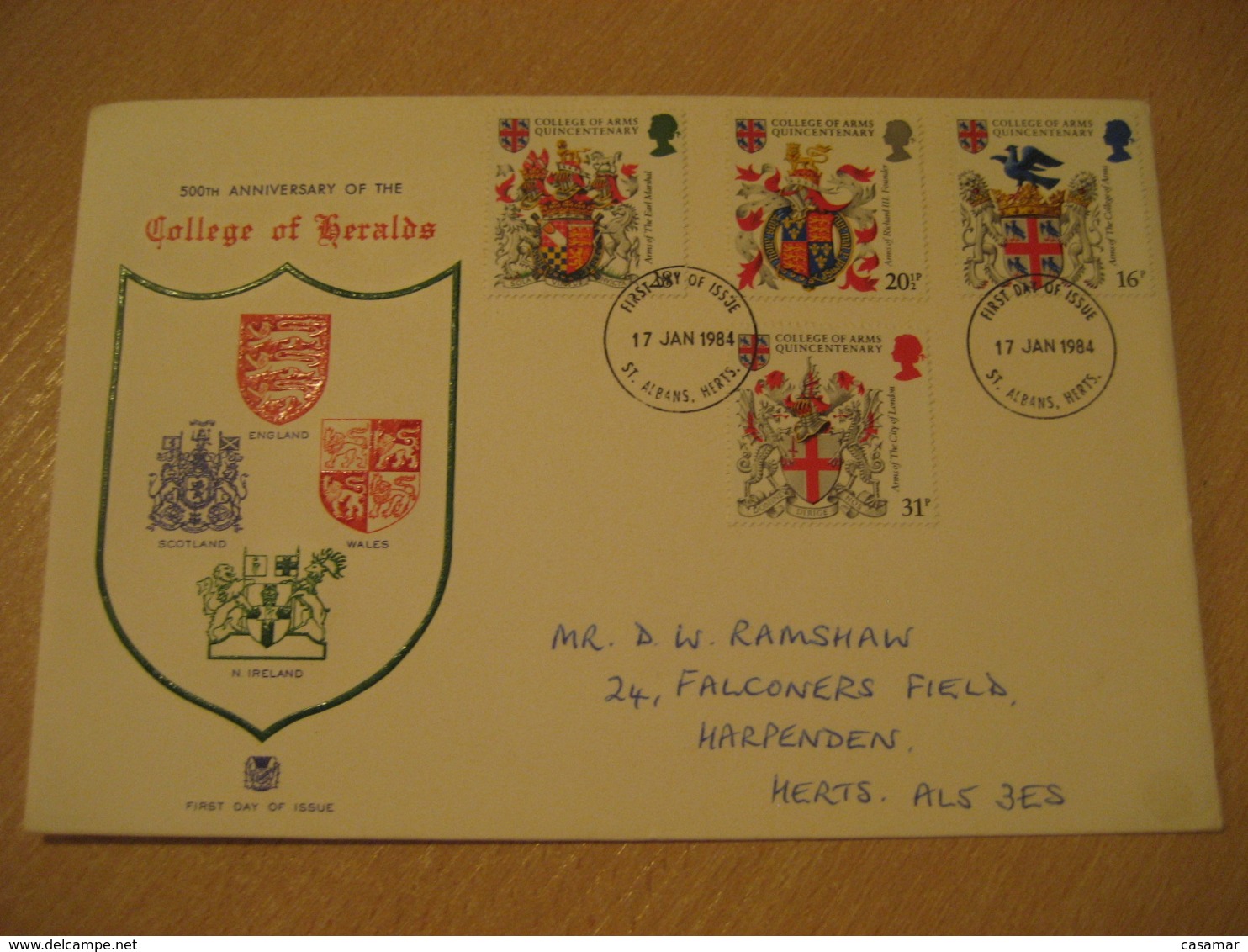 ST ALBANS HERTS 1984 College Of Heralds Coat Of Arms Heraldry FDC Cancel Cover ENGLAND - Briefe U. Dokumente