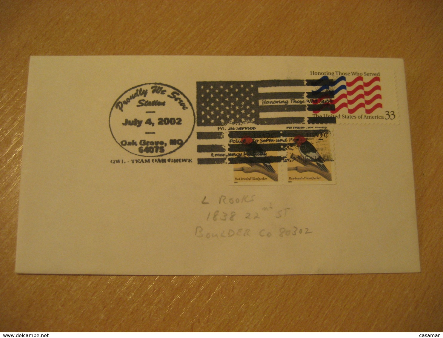 OAK GROVE 2002 Police Emergency Medical ... Flag Flags Cancel Cover USA - Briefe