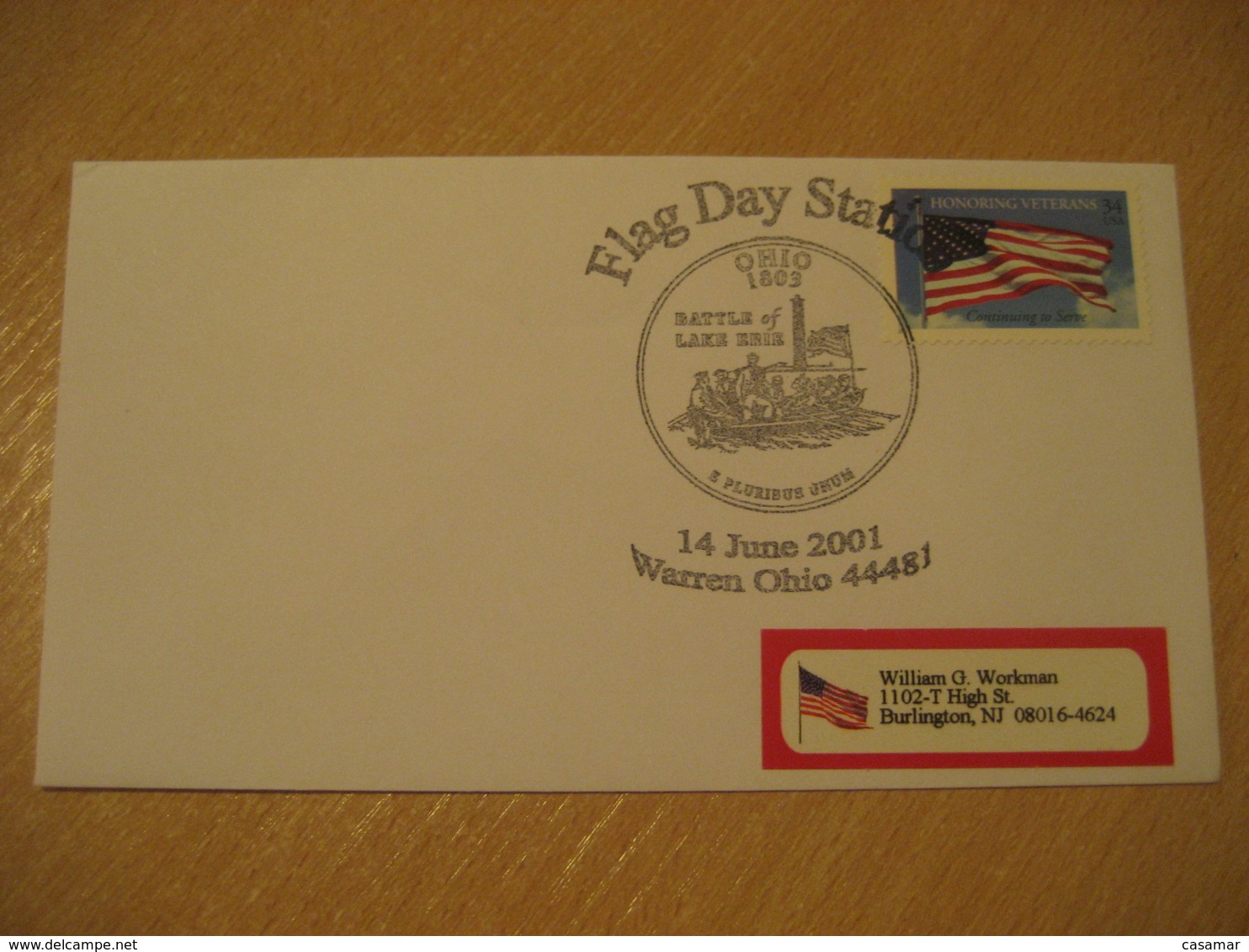 WARREN 2001 Battle Of Lake Erie Flag Flags Cancel Cover USA - Briefe