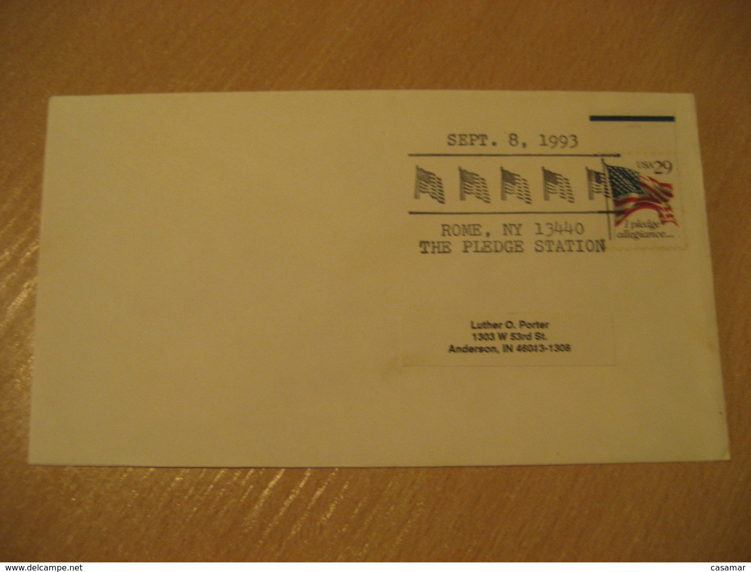 ROME 1993 The Pledge Flag Flags Cancel Cover USA - Briefe