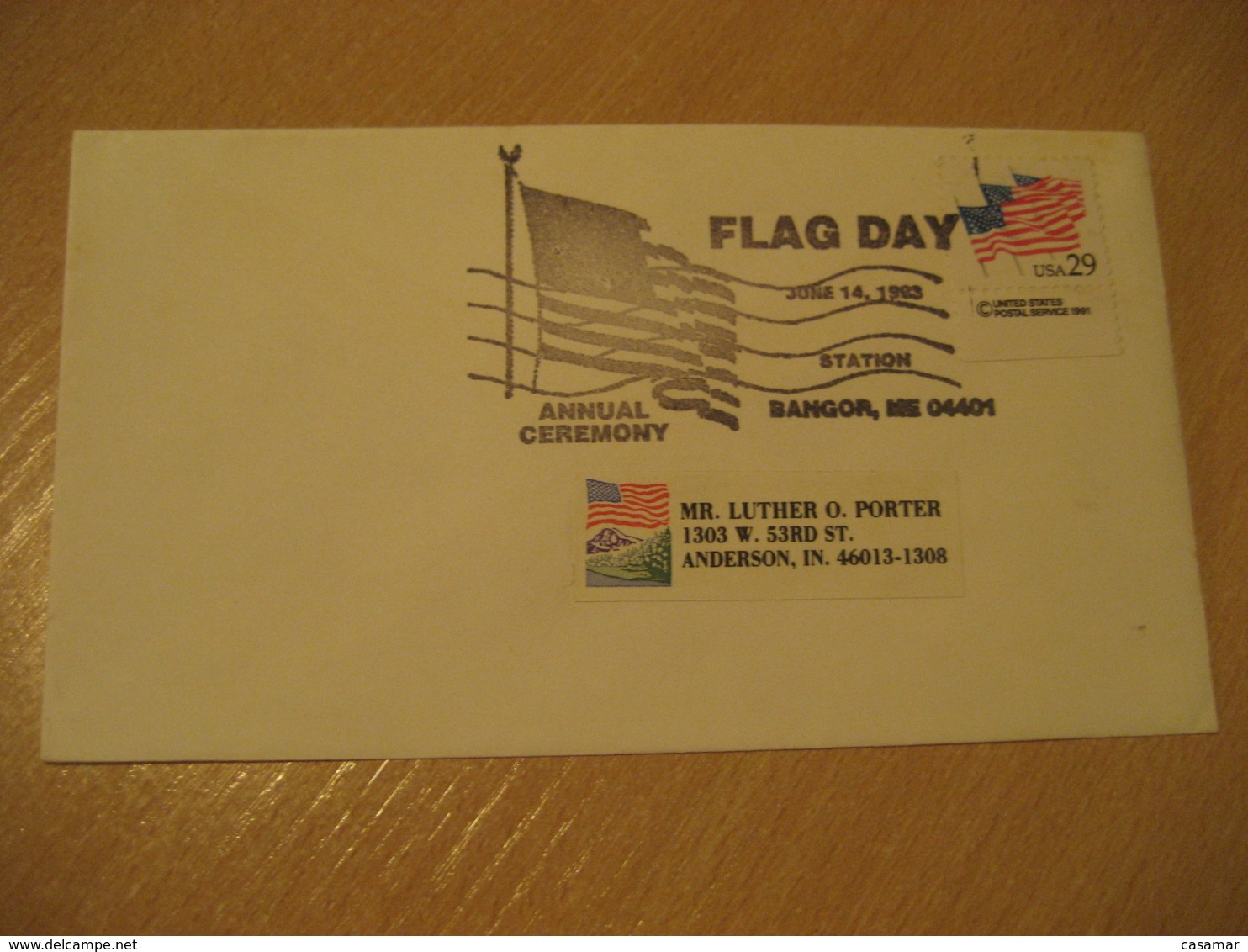 BANGOR 1993 Day Flag Flags Cancel Cover USA - Briefe