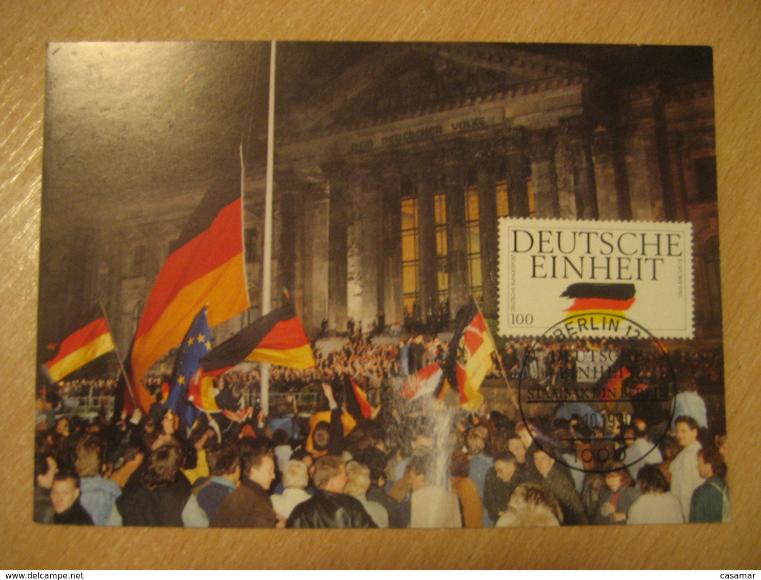 BERLIN 1990 Einheit Flag Flags Maxi Maximum Card GERMANY - Briefe