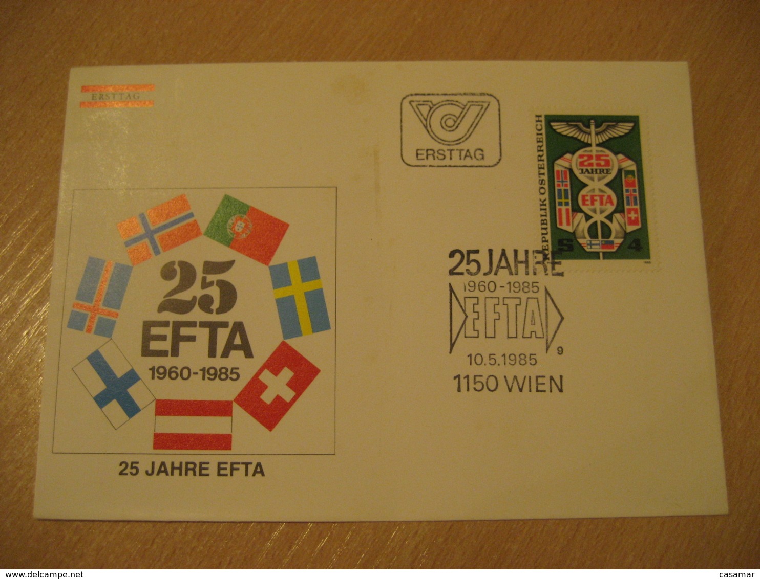 WIEN 1985 EFTA Flag Flags FDC Cancel Cover AUSTRIA - Briefe