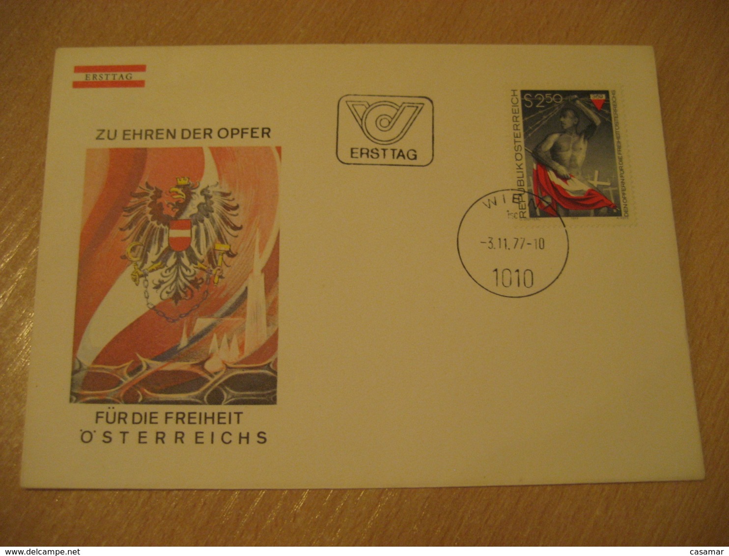 WIEN 1977 Fur Die Freiheit Flag Flags FDC Cancel Cover AUSTRIA - Enveloppes