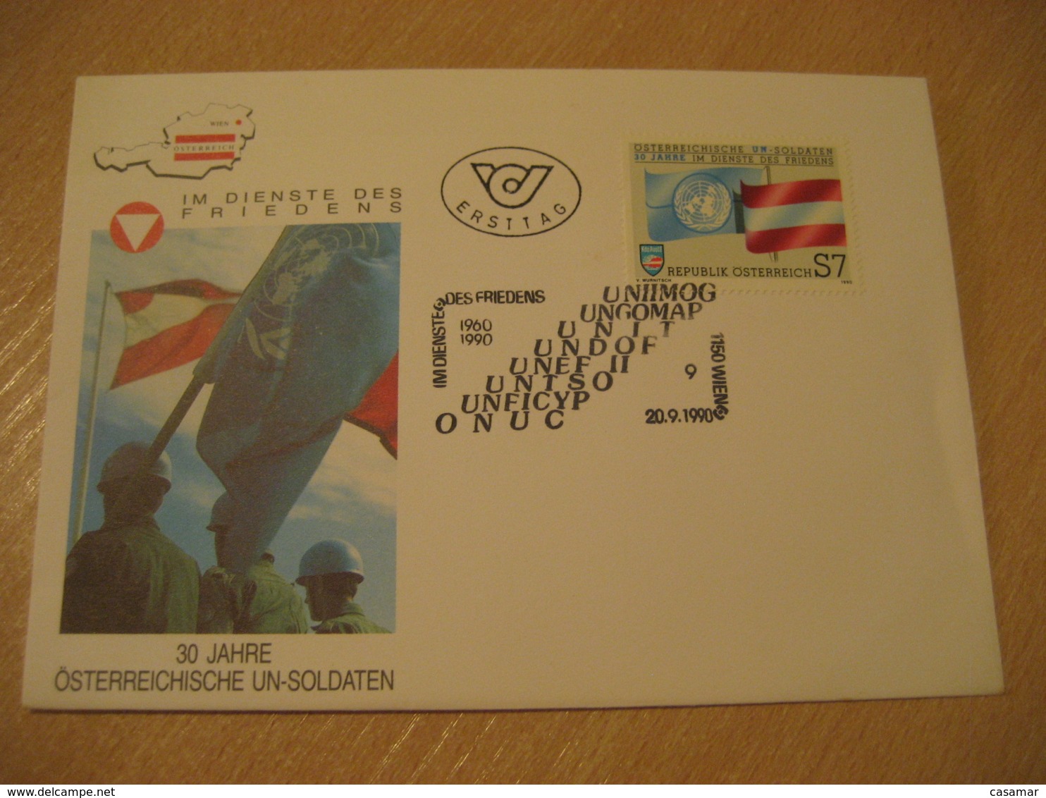 WIEN 1990 UN Soldaten Flag Flags FDC Cancel Cover AUSTRIA - Covers