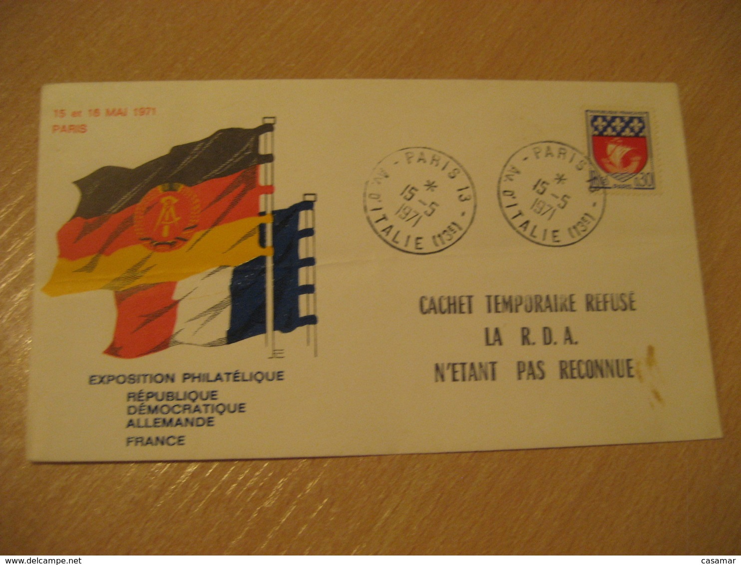 PARIS 1971 Expo Phil RDA DDR Germany Flag Flags Cancel Cover FRANCE - Buste