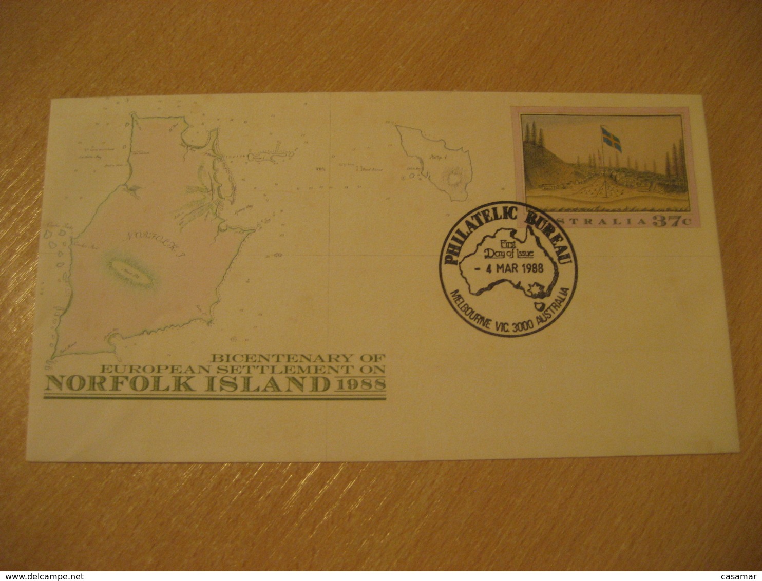 MELBOURNE 1988 Norfolk Island Bicentenary European Settlement Europeism Flag Flags Cancel Stationery Cover AUSTRALIA - Briefe