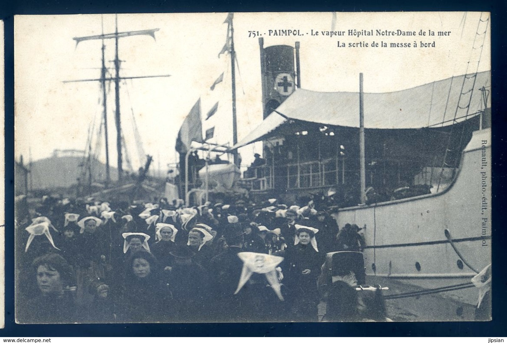 Cpa Du 22  Paimpol Le Vapeur Hôpital Notre Dame De La Mer - La Sortie De La Messe à Bord  LZ84 - Paimpol