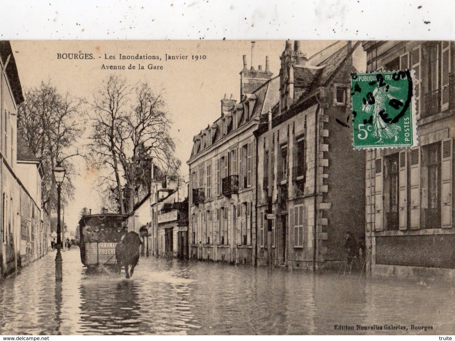 BOURGES LES INONDATIONS JANVIER 1910 AVENUE DE LA GARE - Bourges