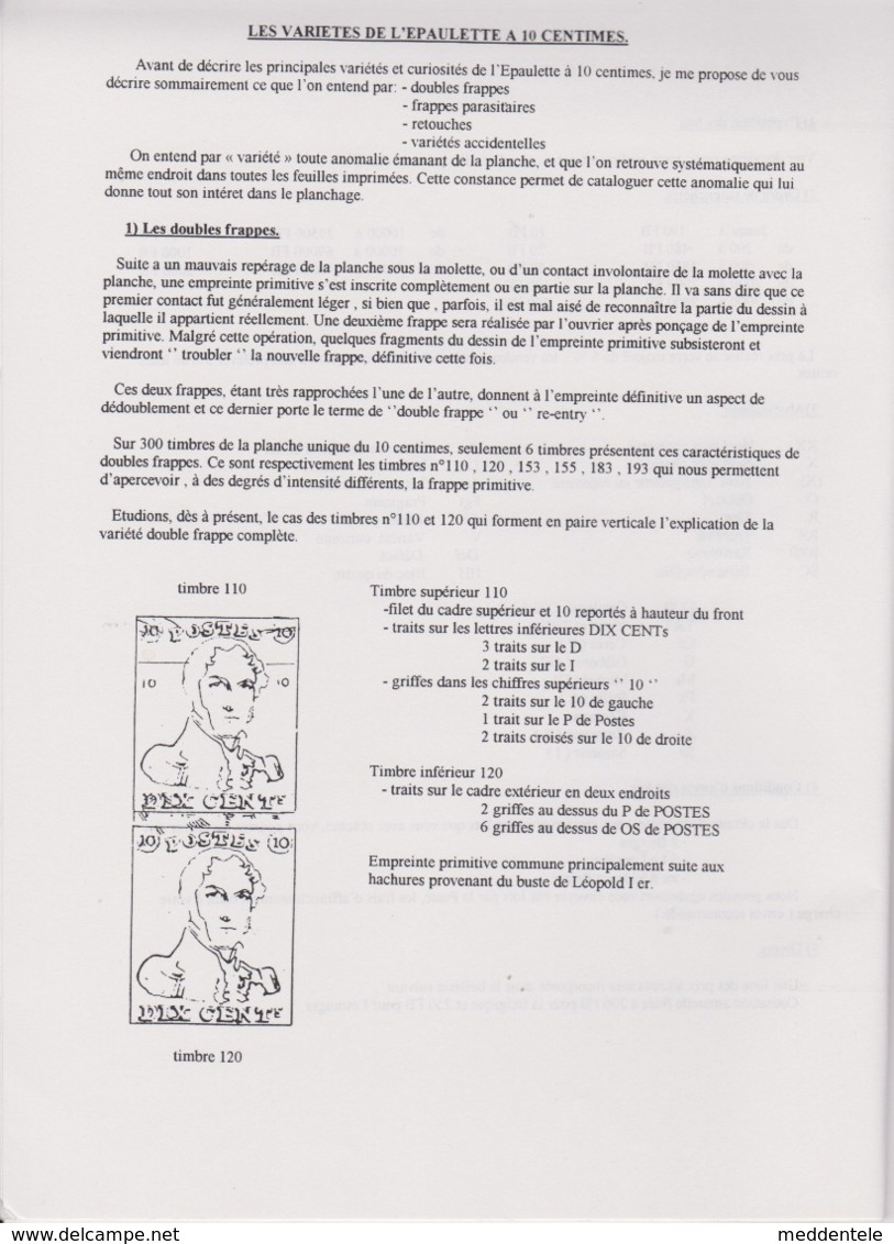 Catalogue LEOTORIA Catalogue De Vente + Article Illustrant Les Variétés De L'Epaulette 10c N°1 - Philatélie Et Histoire Postale