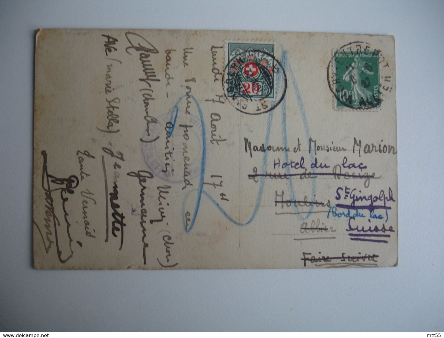 Suisse Lettre Taxee Provenance France 20 C Helvetia Timbre Taxe - Storia Postale