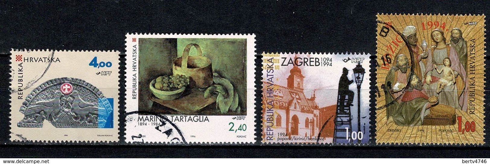 Hrvatska 1994 - 4 Zegels/timbres/stamps/briefmarken Yv. 248/49, 254, 256A Used / Gebr / Obl. - Croatie