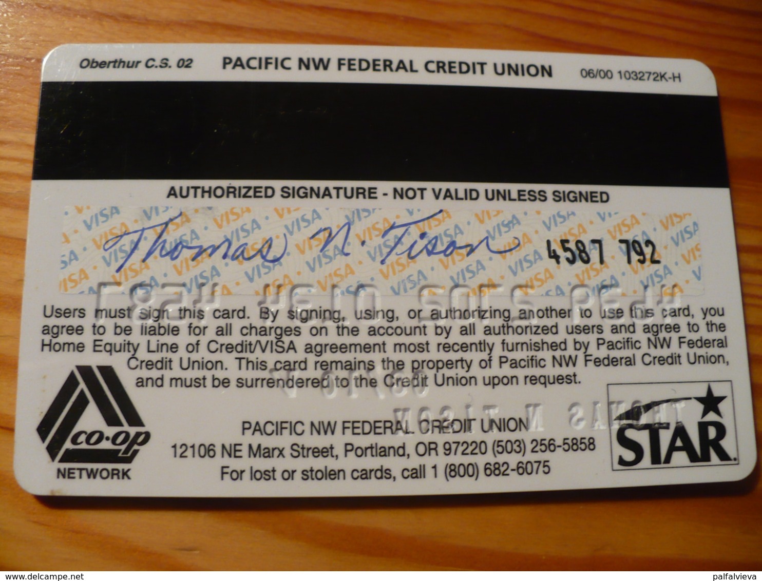 Pacific NW VISA Credit Card USA - Cartes De Crédit (expiration Min. 10 Ans)