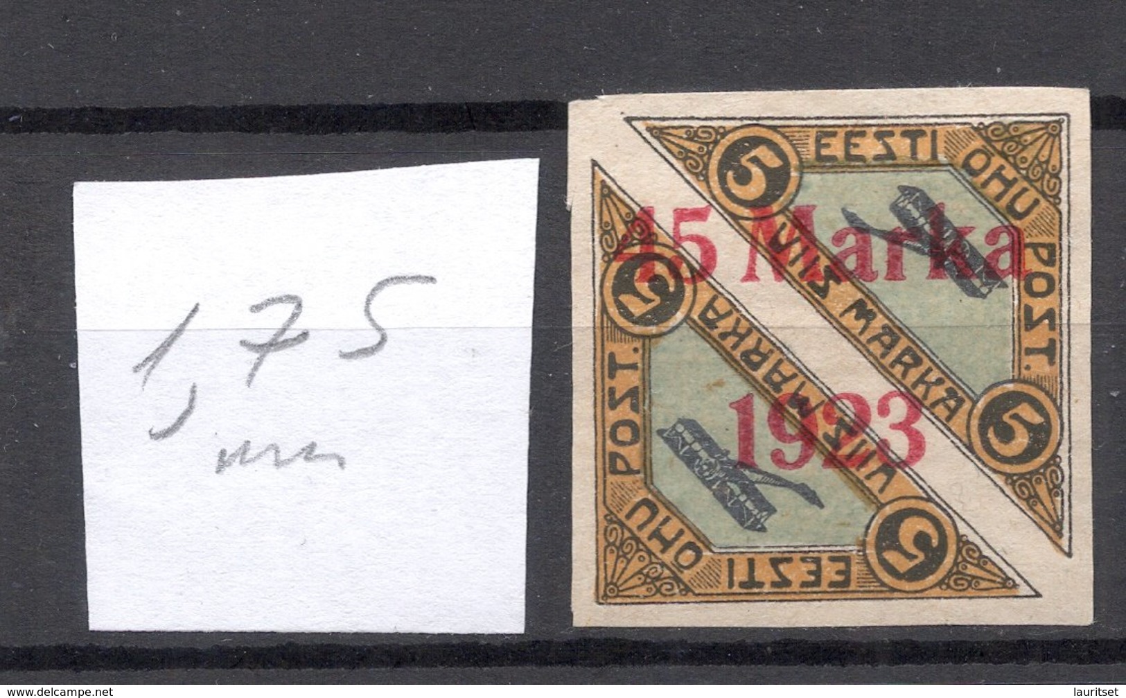 ESTLAND ESTONIA 1923 Michel 45 B I Distance 1,75 Mm * Signed K. Kokk - Estland