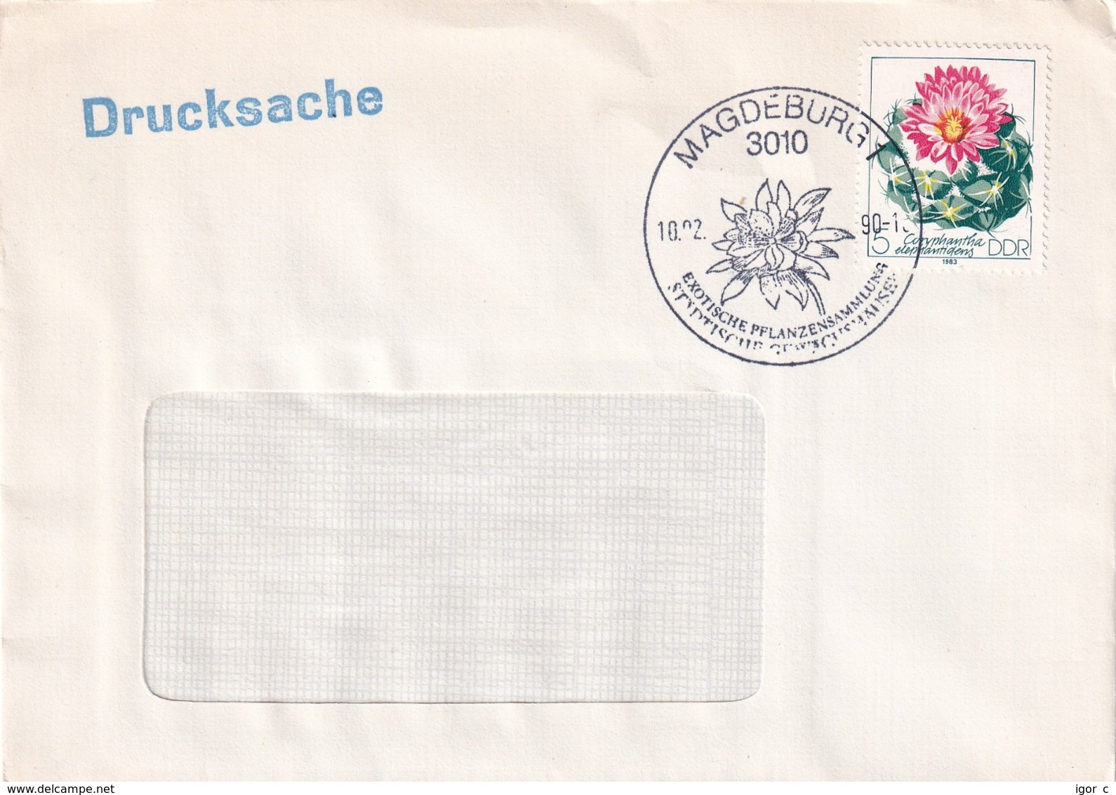 Germany DDR 1990 Cover; Flora Flowers;  Exotic Flowers Collection Magdeburg Städtische Gewächshäuser - Sonstige & Ohne Zuordnung