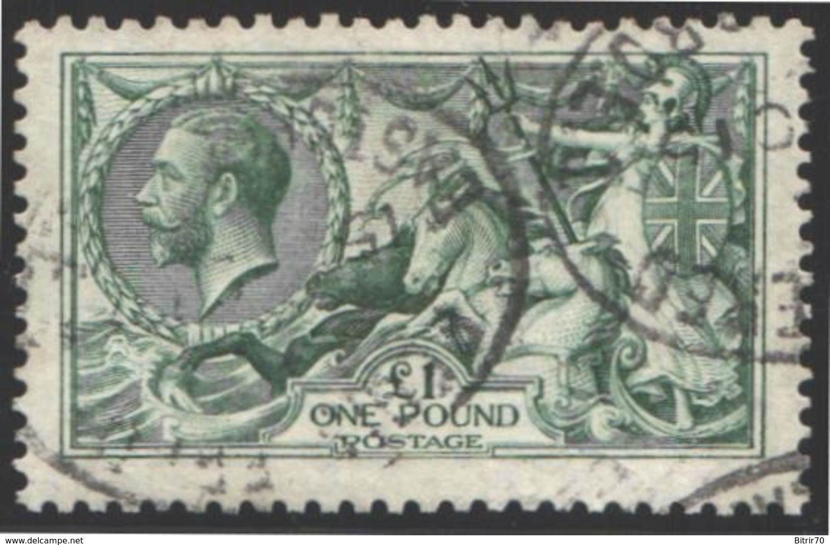 1912-22   Yvert Nº 156, One Pound. Blue-green. - Usados