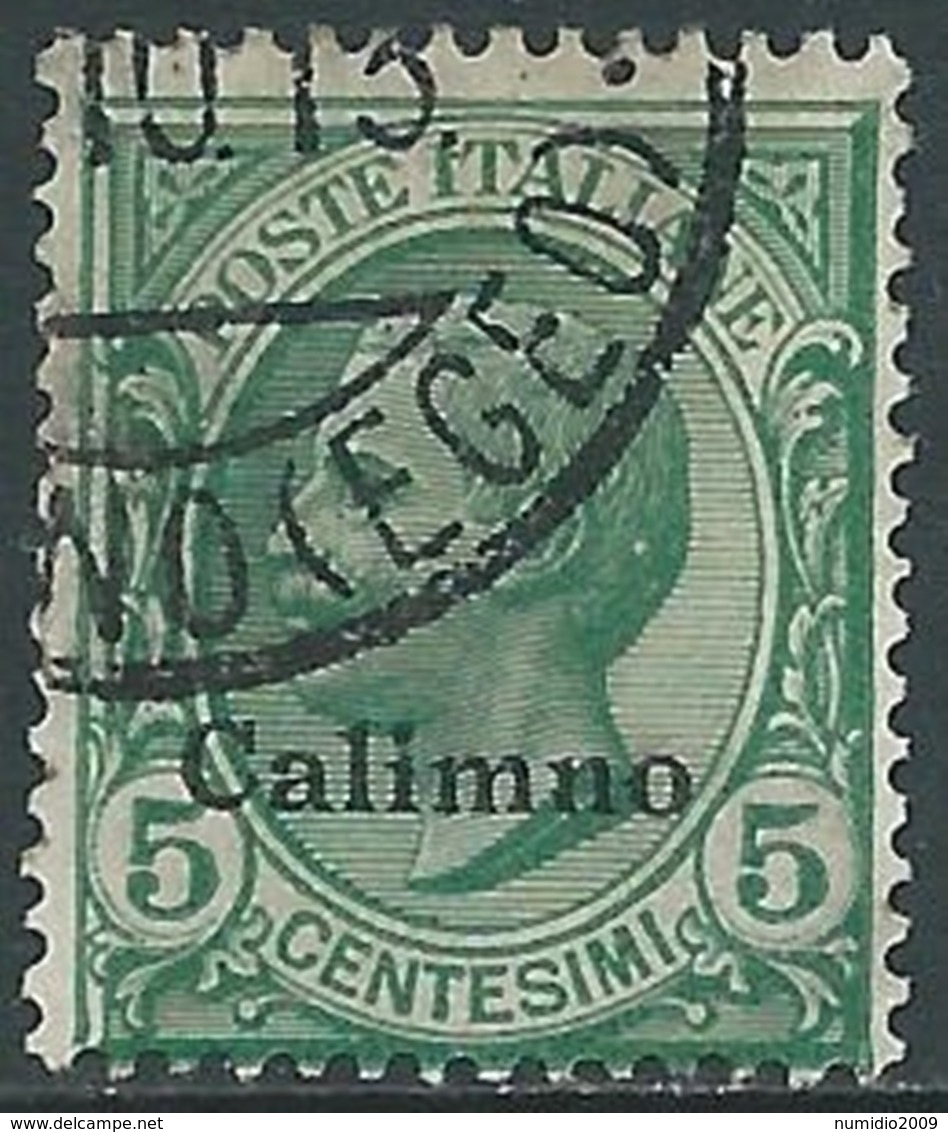 1912 EGEO CALINO USATO EFFIGIE 5 CENT - RB25 - Aegean (Calino)