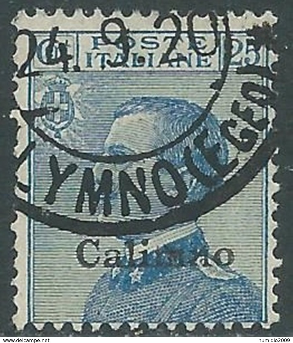 1912 EGEO CALINO USATO EFFIGIE 25 CENT - RB25 - Egée (Calino)