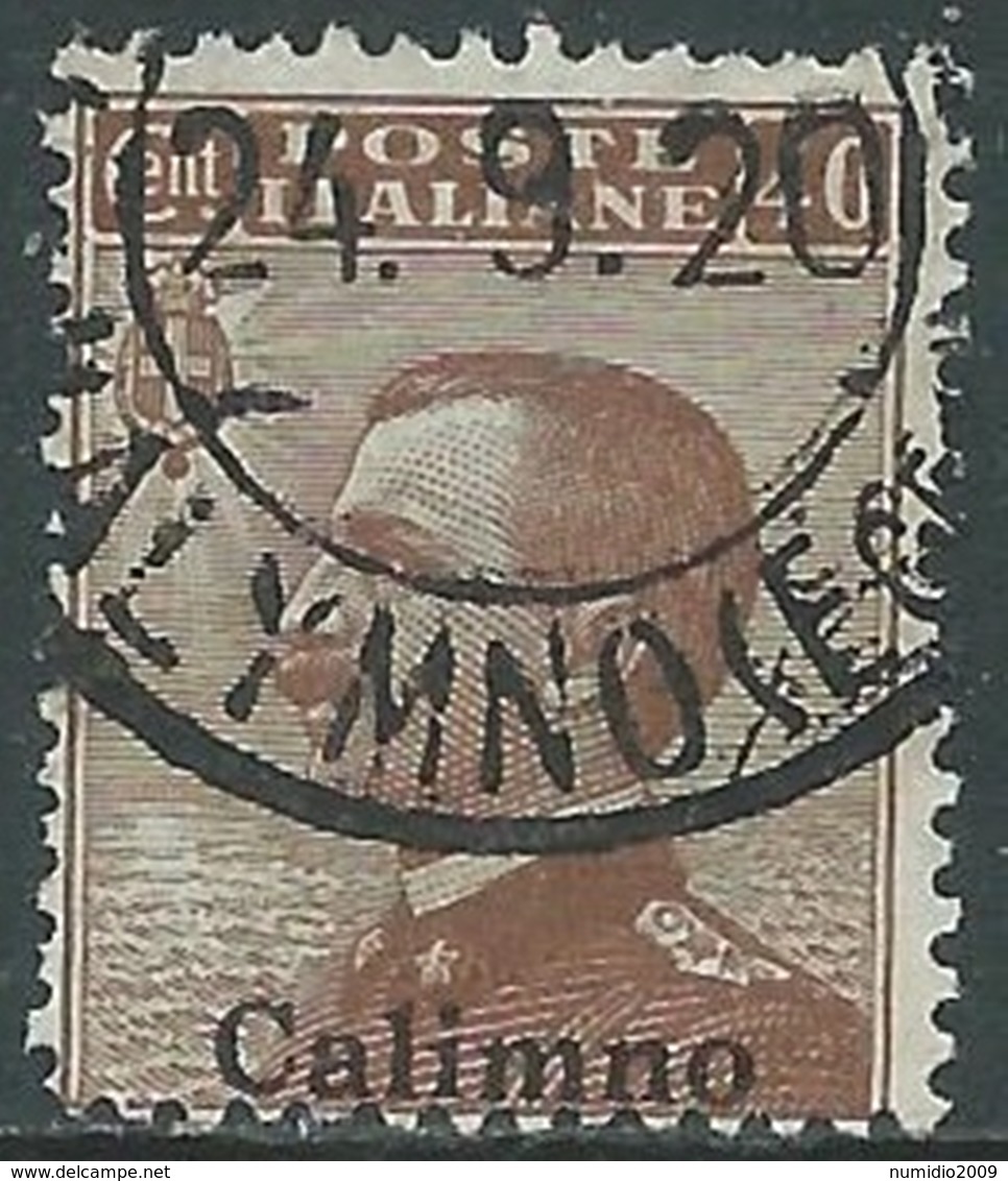 1912 EGEO CALINO USATO EFFIGIE 40 CENT - RB25 - Aegean (Calino)