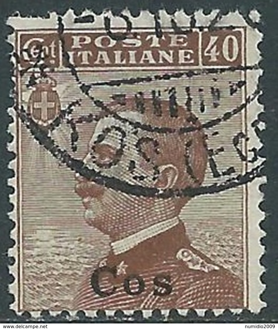 1912 EGEO COO USATO EFFIGIE 40 CENT - RB25 - Aegean (Coo)