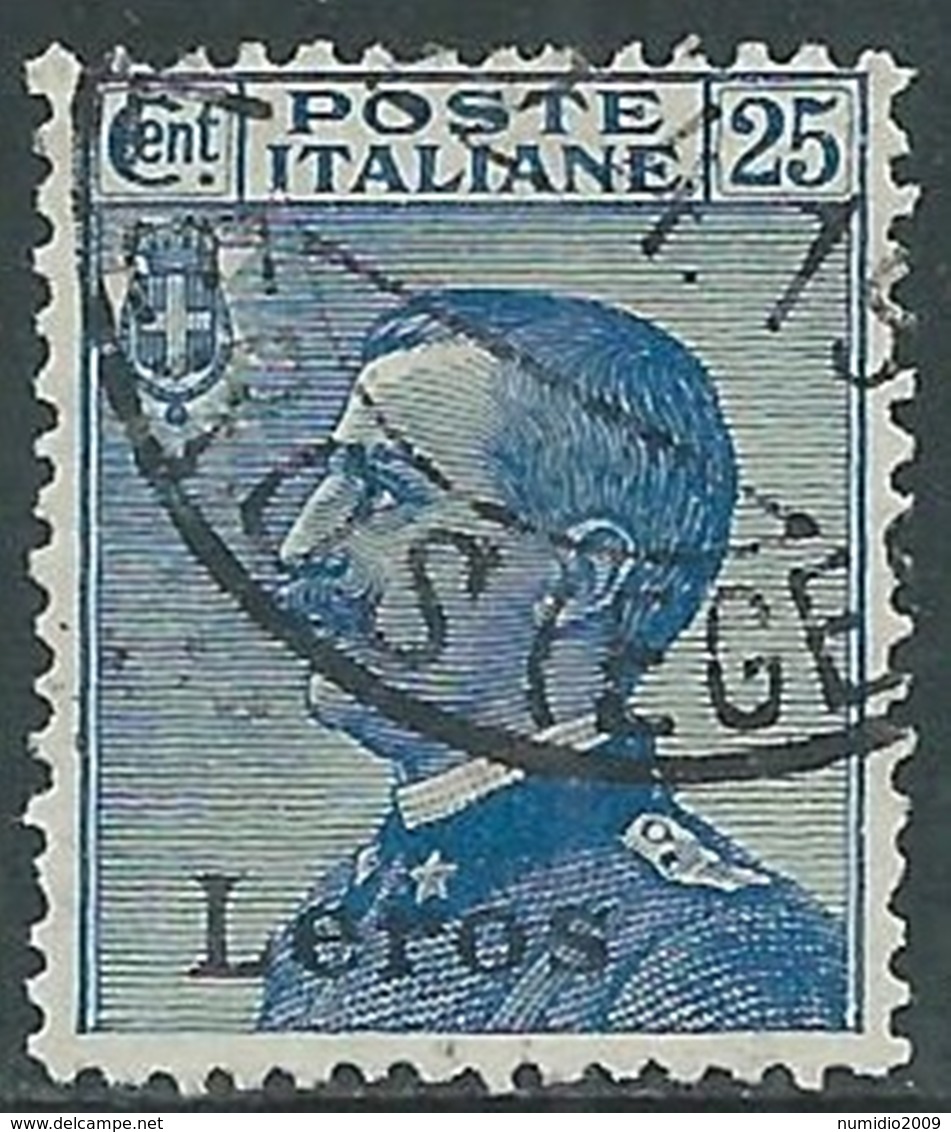 1912 EGEO LERO USATO EFFIGIE 25 CENT - RB25-2 - Egée (Lero)