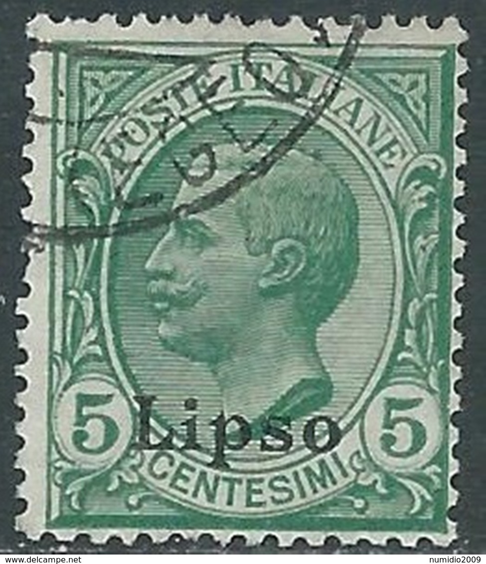 1912 EGEO LIPSO USATO EFFIGIE 5 CENT - RB25-2 - Egée (Lipso)