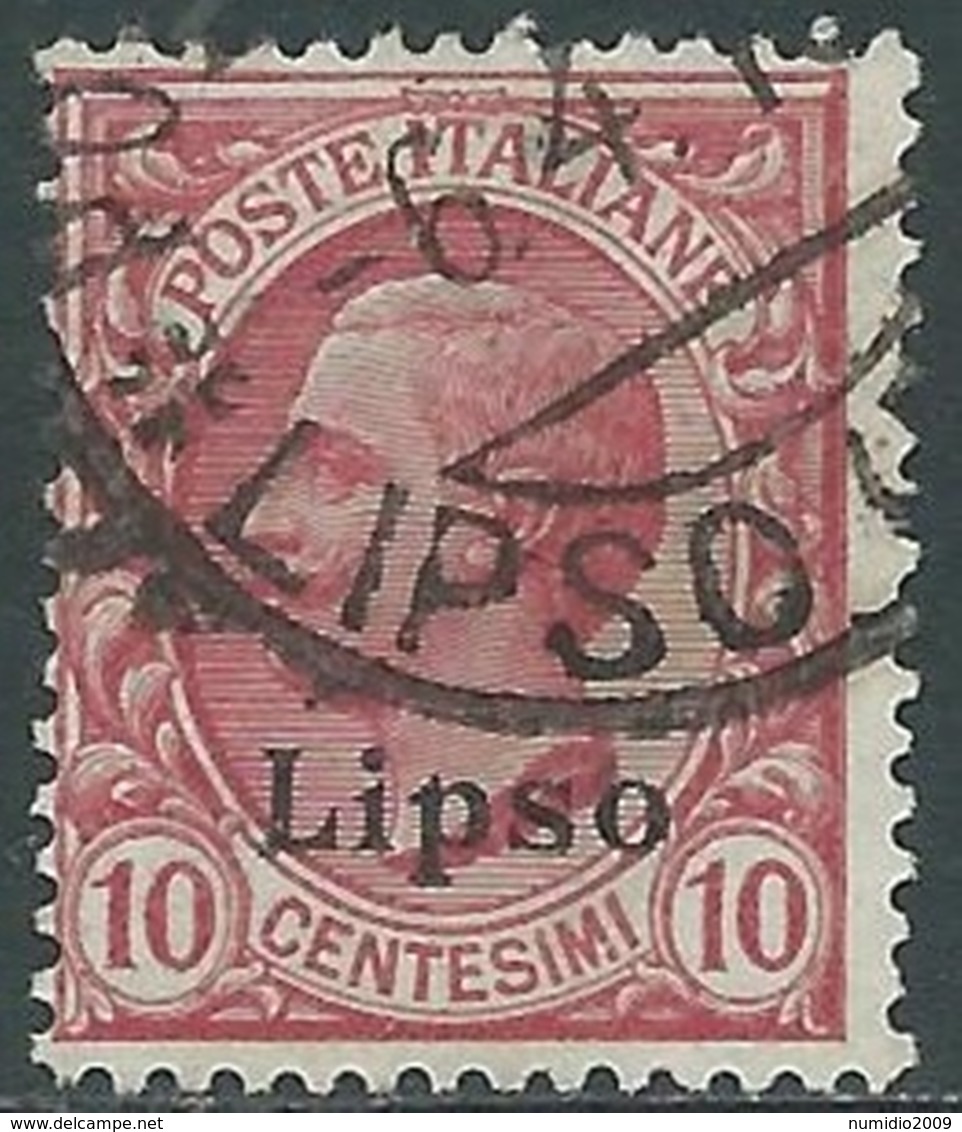 1912 EGEO LIPSO USATO EFFIGIE 10 CENT - RB25-2 - Aegean (Lipso)