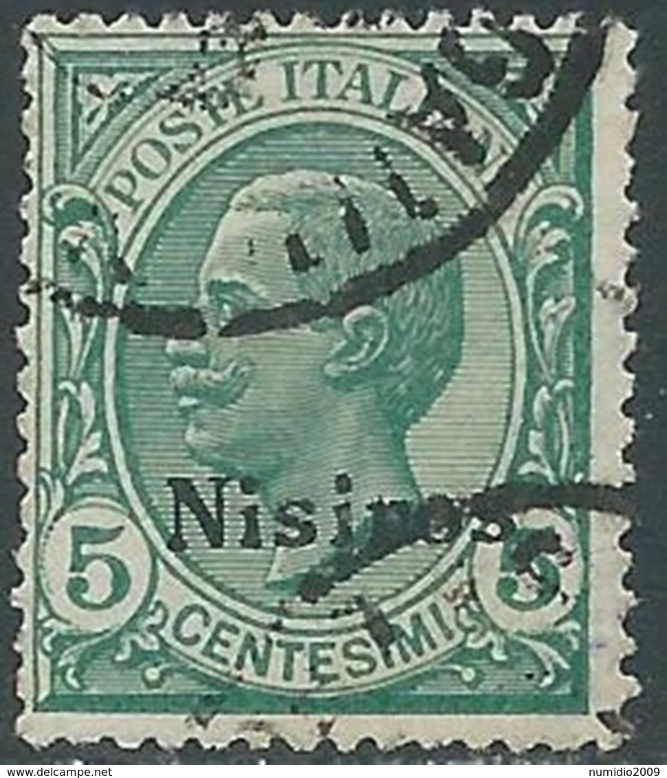 1912 EGEO NISIRO USATO EFFIGIE 5 CENT - RB25-2 - Egeo (Nisiro)