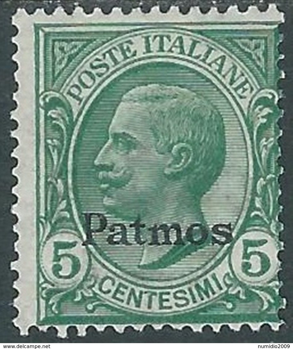 1912 EGEO PATMO EFFIGIE 5 CENT MH * - RB30-2 - Egée (Patmo)