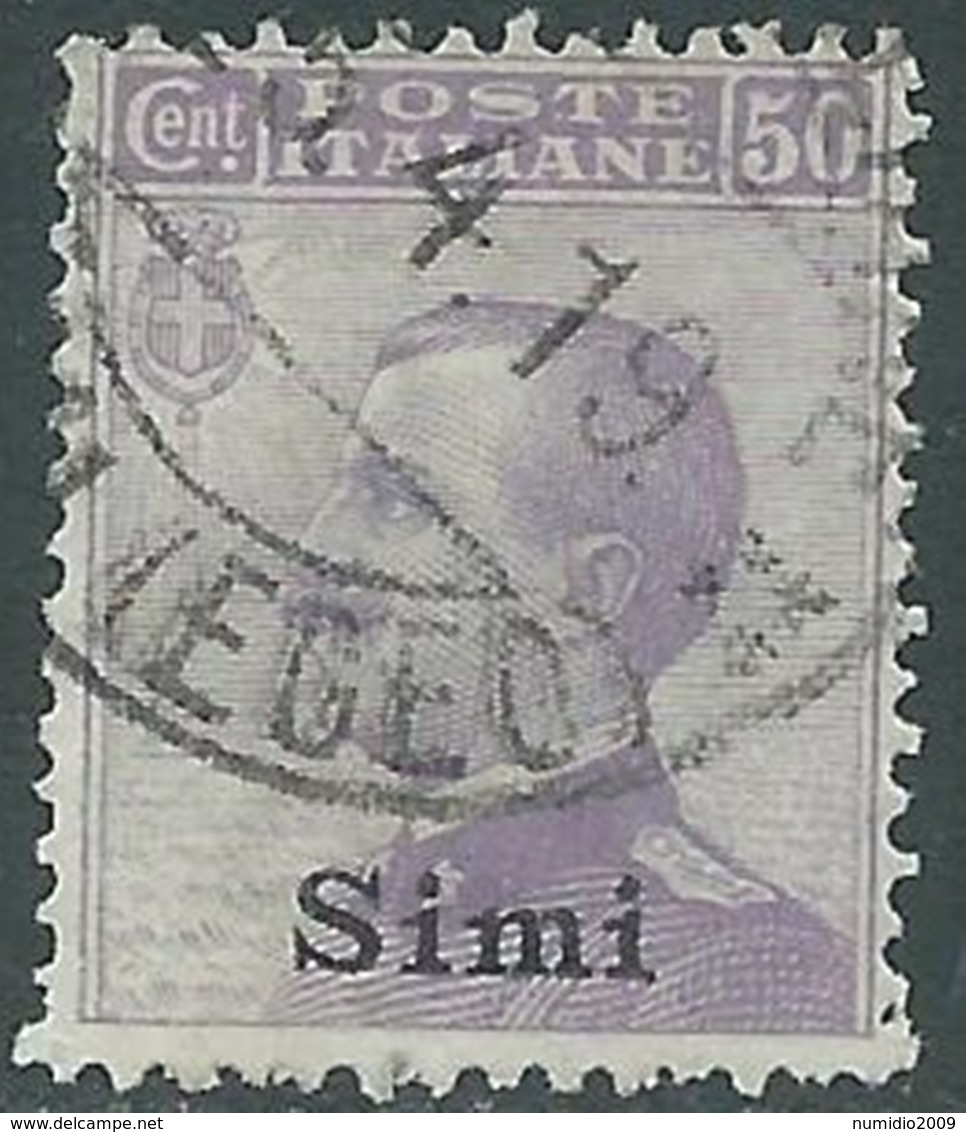 1912 EGEO SIMI USATO EFFIGIE 50 CENT - RB25-3 - Egée (Simi)