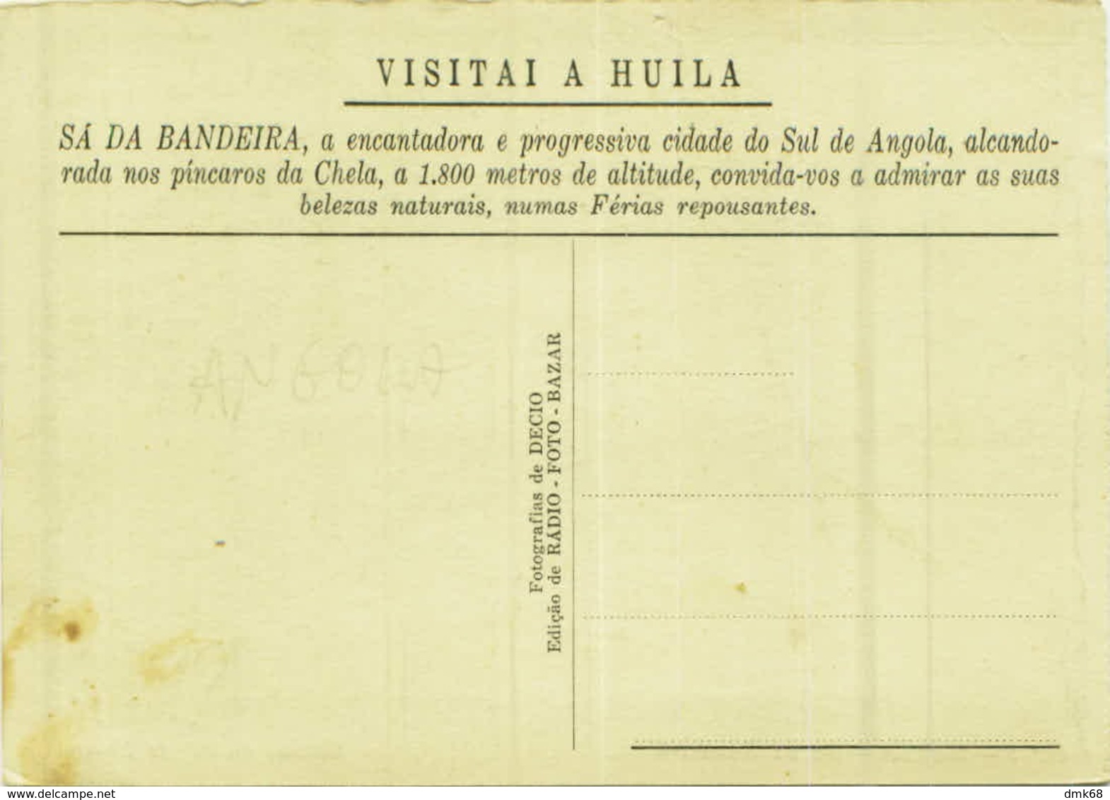 AFRICA - ANGOLA - HUILA / SA DA BANDEIRA - CASINO DA S. DO MONTE - FOTO DE DECIO - EDICAO RADIO FOTO BAZAR 1940s (5510) - Angola