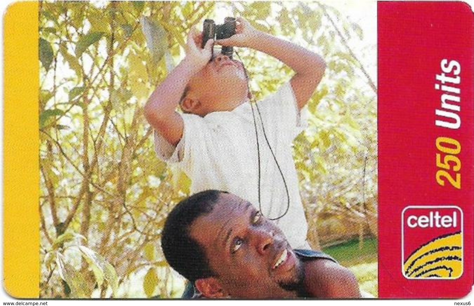 Sierra Leone - Celtel - Man And Child With Binoculars, GSM Refill 250Units, Used - Sierra Leone