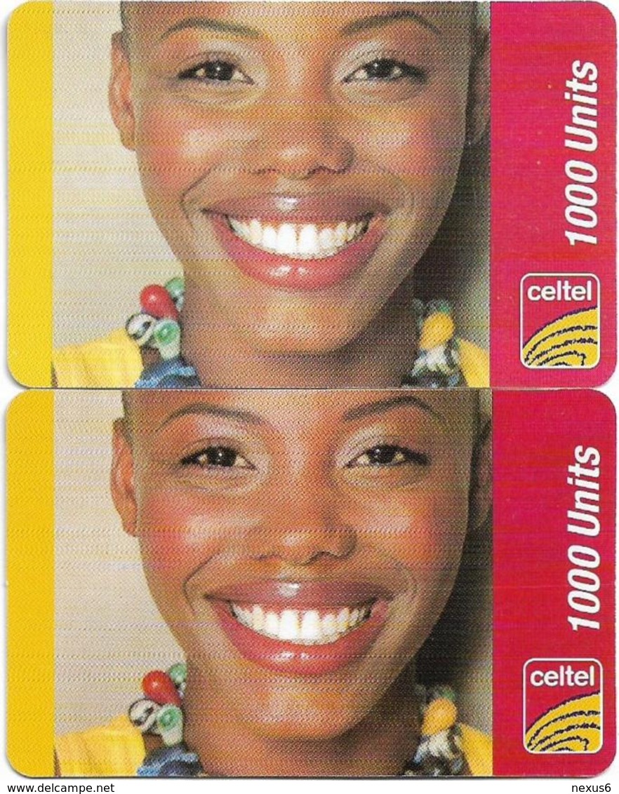 Sierra Leone - Celtel - Smiling Girl, GSM Refill 1000Units, (2 Backside Variations), Used - Sierra Leone