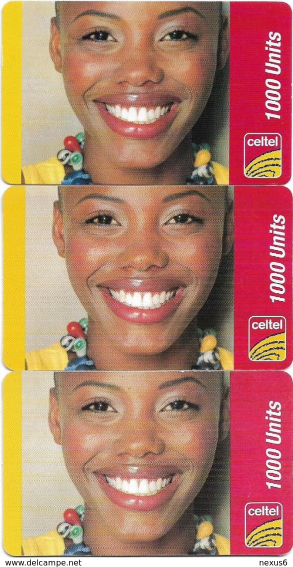 Sierra Leone - Celtel - Smiling Girl, GSM Refill 1000Units, (3 Backside Variations), Used - Sierra Leone