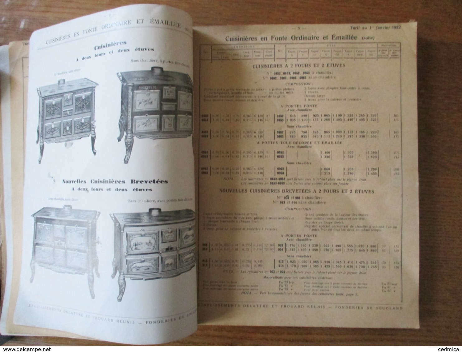 ETABLISSEMENTS DELATTRE ET FROUARD REUNIS FONDERIE DE SOUGLAND CATALOGUE 1932 CATALOGUE 128 PAGES - Werbung