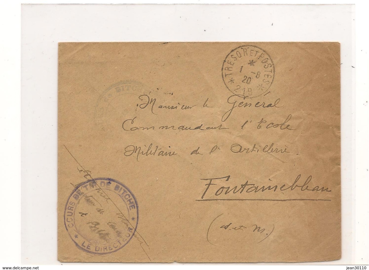 FRANCE 1920 ENVELOPPE F.M. TRÉSOR ET POSTES POUR PARIS DU 1/6/20 - 1877-1920: Semi-moderne Periode