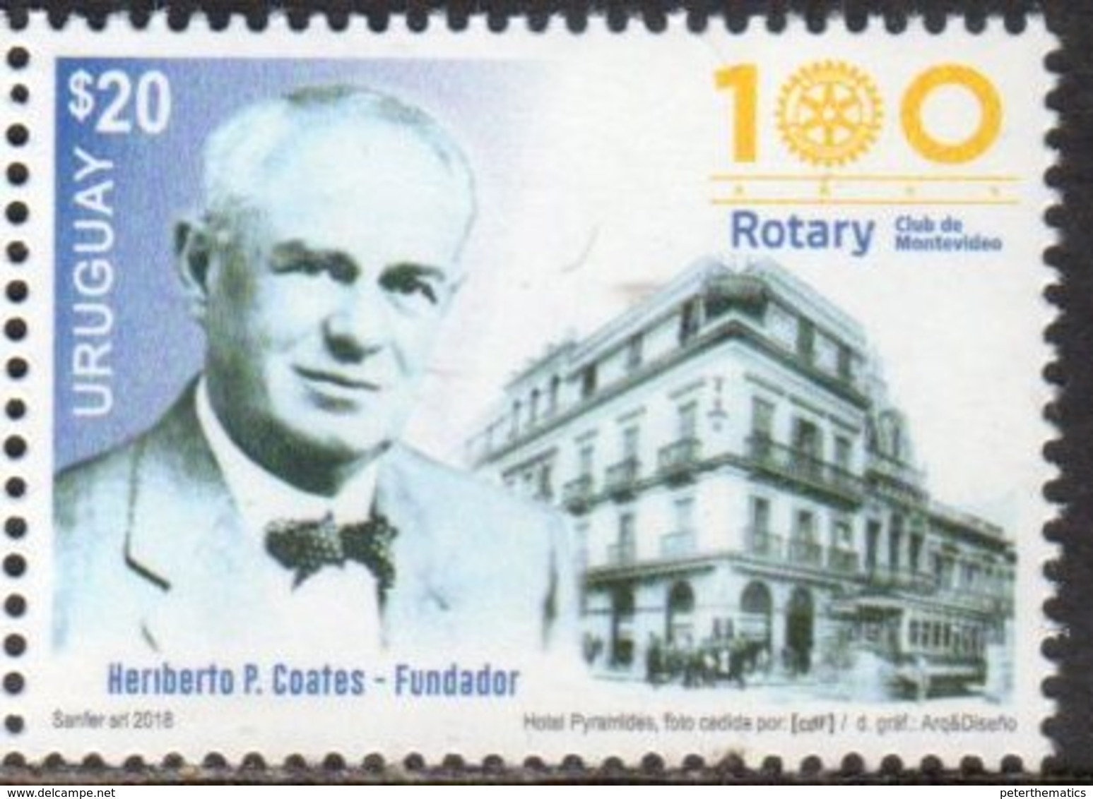 URUGUAY, 2018, MNH, ROTARY, ROTARY CLUB OF MONTEVIDEO, HERBERTO COATES, 1v - Rotary, Lions Club