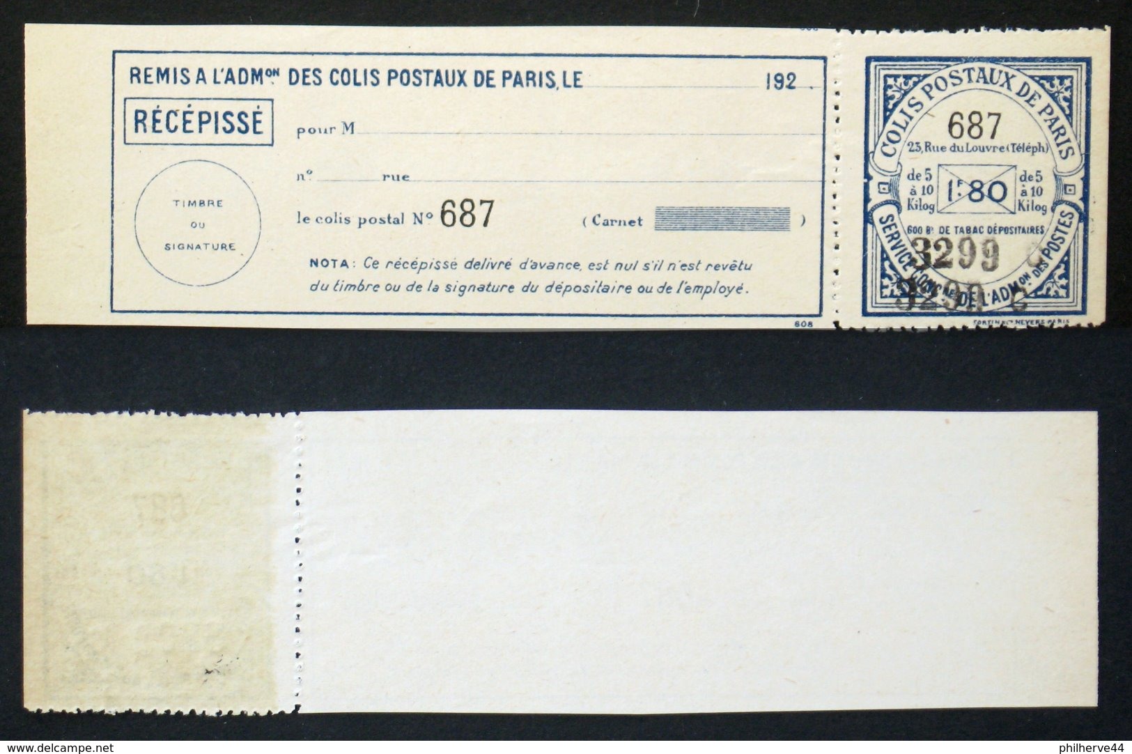 COLIS POSTAUX PARIS N° 91 TB Neuf N** Cote 55€ - Neufs