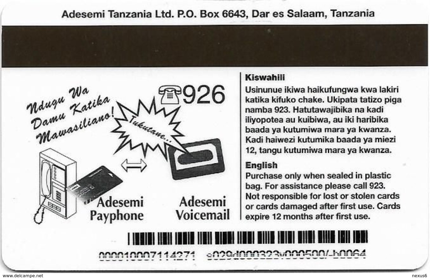 Tanzania - Adesemi - Phone & Logo, Black, Magnetic Prepaid 500Tsh, Used - Tansania