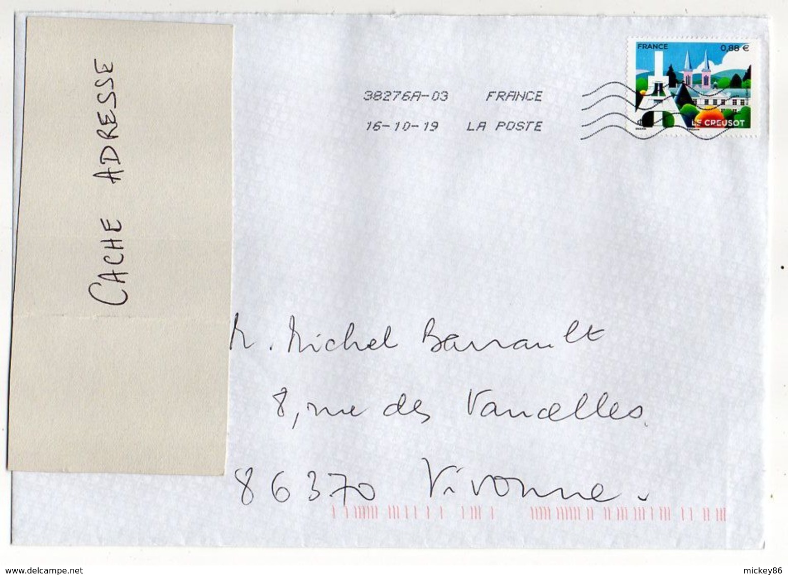 2019--timbre " LE CREUSOT " ....  Seul Sur Lettre Format   C4 - 1961-....