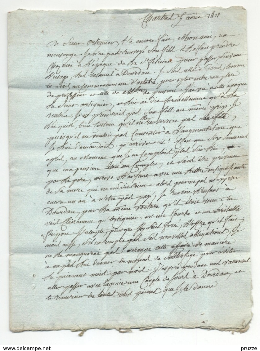 Chartres 1812 Nach Paris, Brief Mit Inhalt - 1801-1848: Vorläufer XIX