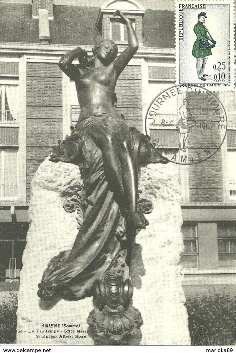 CARTE PHILATELIQUE 80 AMIENS / STATUE LE PRINTEMPS / JOURNEE DU TIMBRE 1967 - Amiens