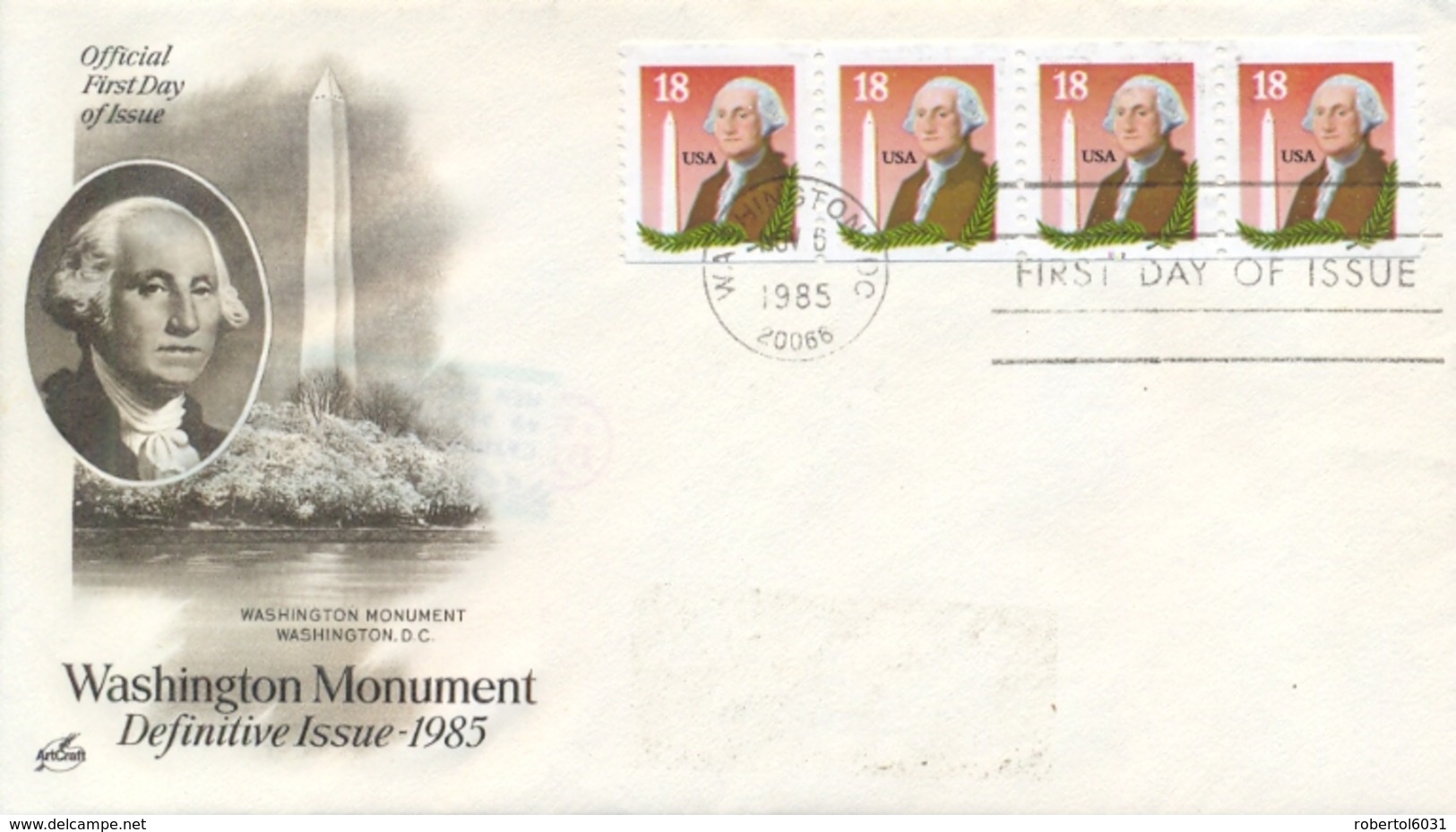 USA 1985 FDC George Washington Monument - George Washington