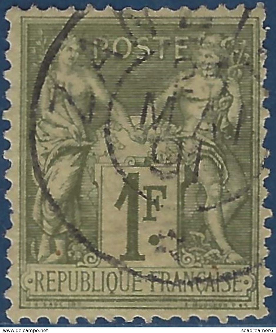 France Colonies Zanzibar Sage 1fr Vert Bronze Obl Dateur De Zanzibar 25 MAI 1891 TTB - Usati