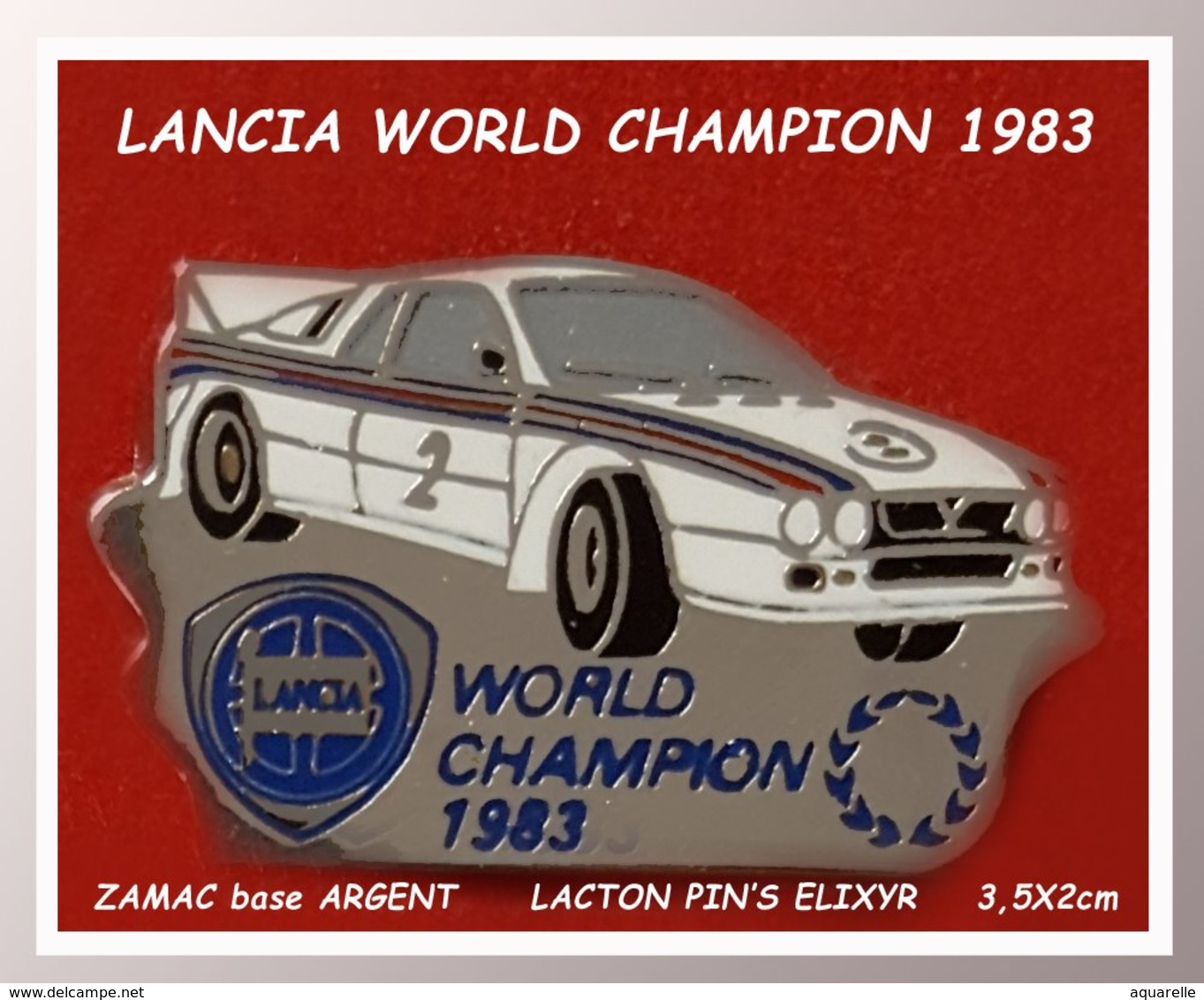 SUPER PIN'S RALLYE : LANCIA CHAMPION Du MONDE De RALLYE WCR Sur 037 EnZAMAC ARGENT, Signé ELIXYR 3,5X2cm - Rally