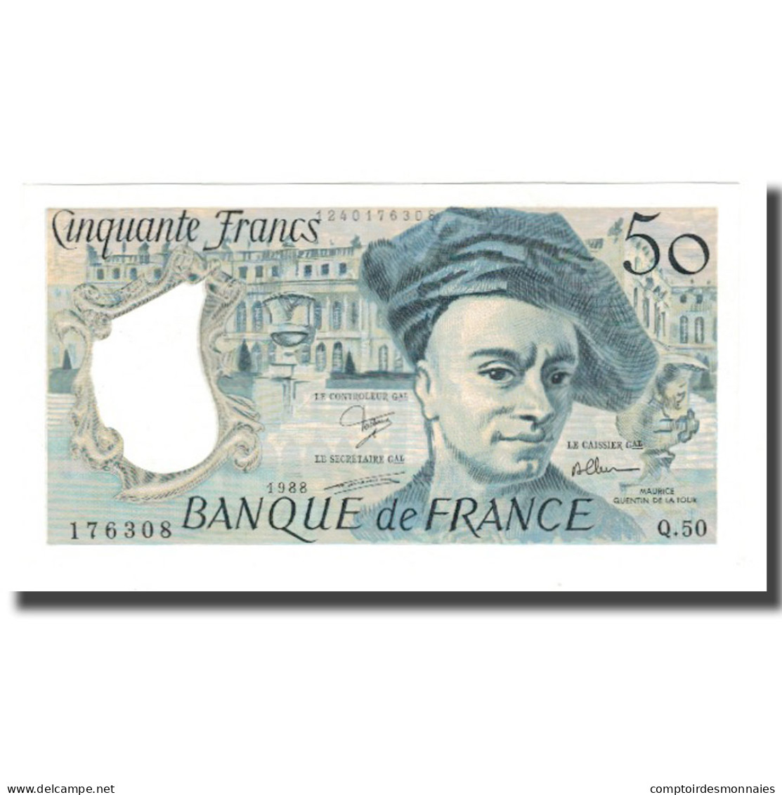 France, 50 Francs, 1976-1992, 1988, NEUF, Fayette:67.14, KM:152d - 50 F 1976-1992 ''Quentin De La Tour''