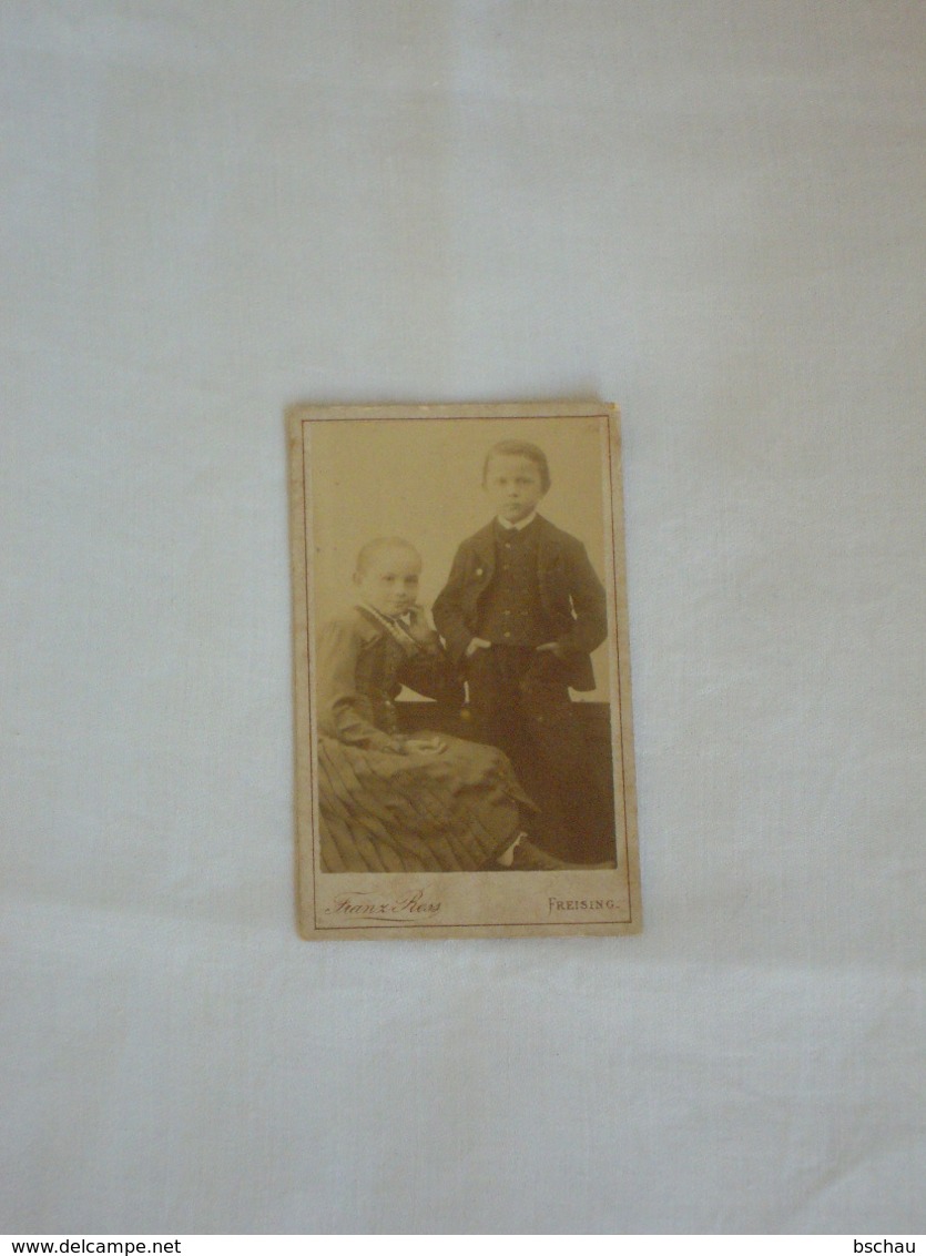 Sehr Altes Foto, Geschwisterpaar, Ca. 1890, Photograph Franz Ress Freising, Oberbayern - Alte (vor 1900)