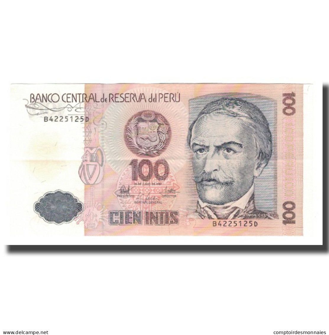 Billet, Pérou, 100 Intis, 1987, 1987-06-26, KM:133, SPL - Peru