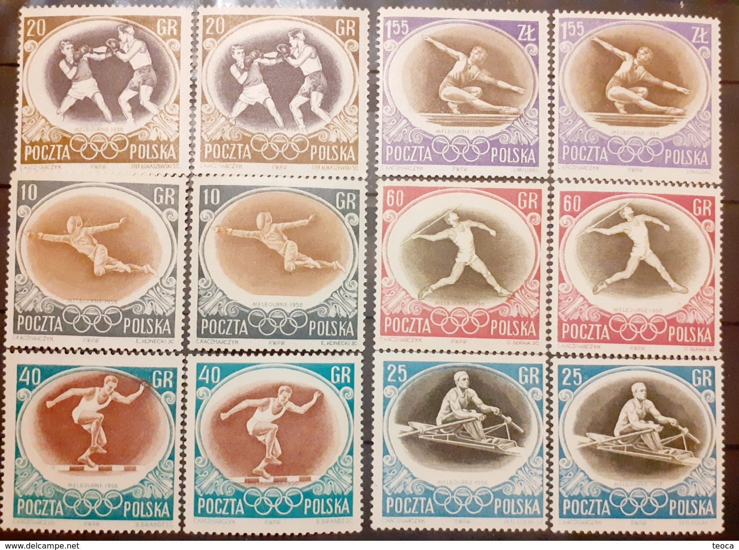 Errors Poland 1956,Mi 984-989, Olympic Games Melbourne, 6v Mnh - Summer 1956: Melbourne