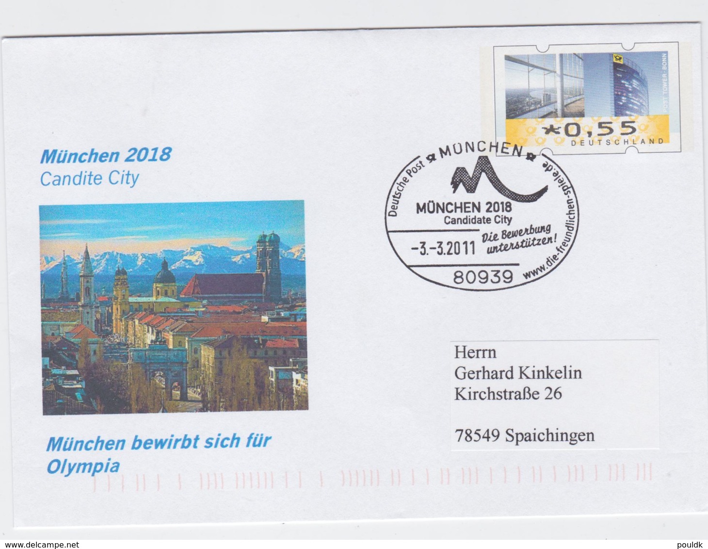 Germany Postal Stationary ATM W/print München 2018 Candidate City For The Olympic Games - Used München (G104-49) - Winter 2018: Pyeongchang
